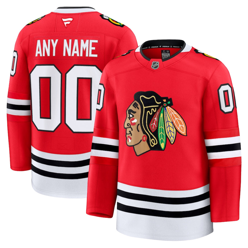 Custom Chicago Blackhawks Home Premium Jersey - Red product image 1, provided for visual reference and product detail review