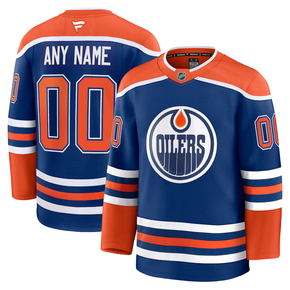Custom Edmonton Oilers Home Premium Jersey - Royal product image 1, provided for visual reference and product detail review