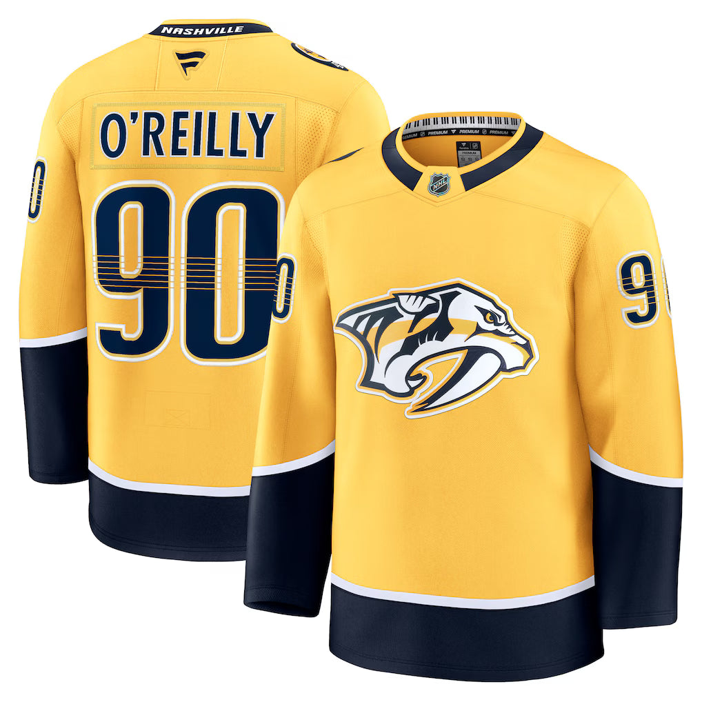Ryan O'Reilly Nashville Predators Home Premium Jersey - Yellow product image 1, provided for visual reference and product