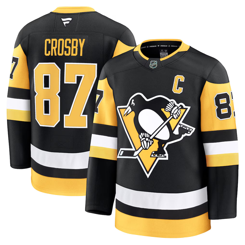 Sidney Crosby Pittsburgh Penguins Captain Patch Home Jersey - Black product image 1, provided for visual reference and