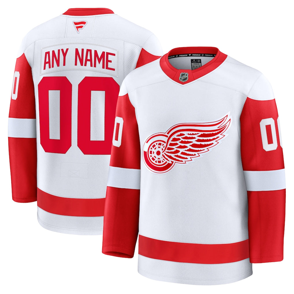 Custom Detroit Red Wings Away Premium Jersey - White product image 1, provided for visual reference and product detail review