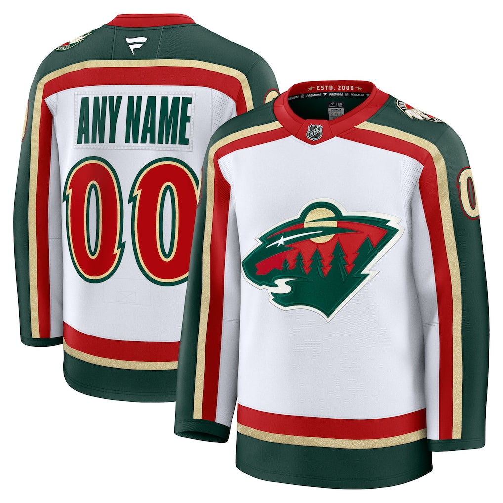 Custom Minnesota Wild 25th Anniversary Premium Jersey - White product image 1, provided for visual reference and product