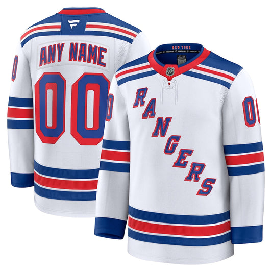 Custom New York Rangers Away Premium Jersey - White product image 1, provided for visual reference and product detail review
