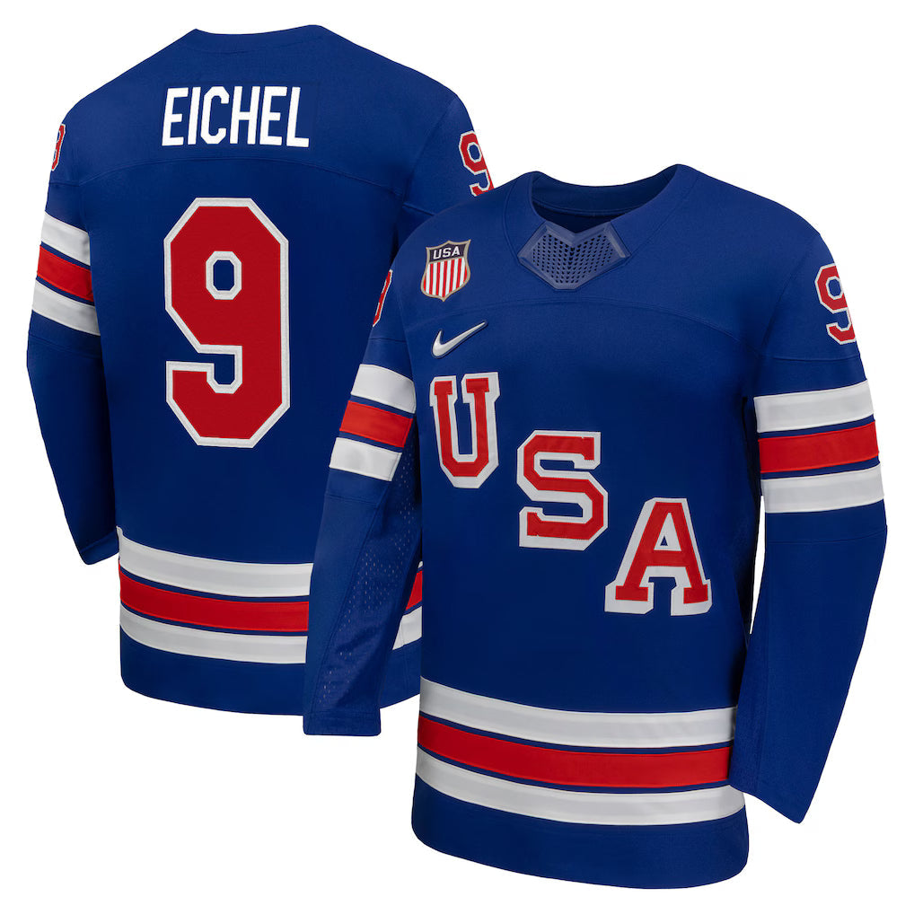 Jack Eichel USA 2026 Olympic Home Jersey - Royal product image 1, provided for visual reference and product detail review