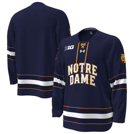 Notre Dame Fighting Irish Under Armour Hockey Jersey - Navy product image 1, provided for visual reference and product